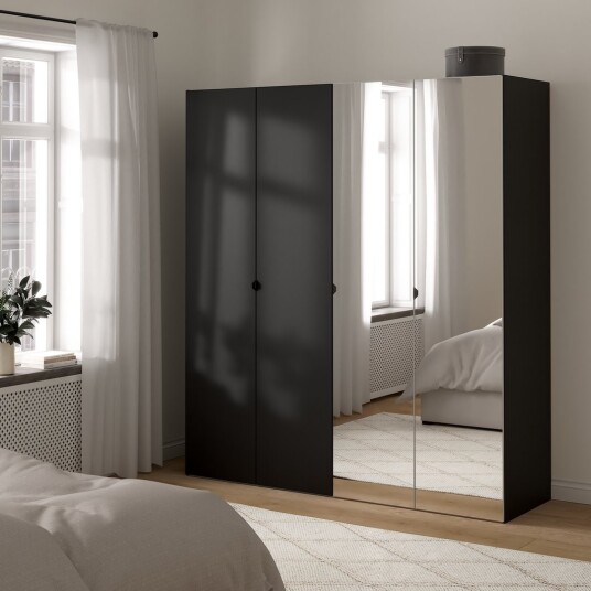 LIND NEST GARDEROBESKAP 200X220X60CM SORT MED SPEIL