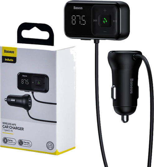 Baseus S-16 Bluetooth FM-sender og Bilsender med Lader - Svart
