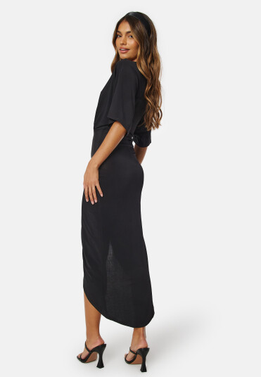 John Zack Kimono Sleeve Rouch Dress Black XS (UK8)