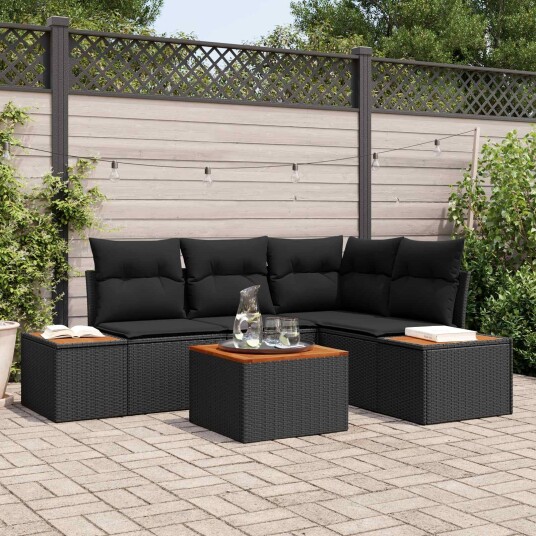 vidaXL Hagesofa Set 4 stk. 4 Antall seter Svart Polyrattan