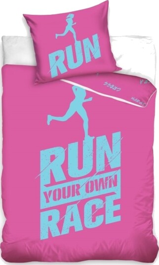 Run Your Own Race Pink Sengetøj 140 X 200 100 Procent Bomuld