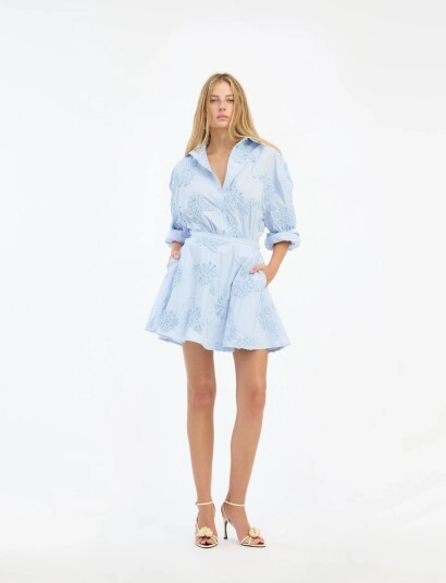 ROTATE Birger Christensen Flower Mini Skirt Blue 42