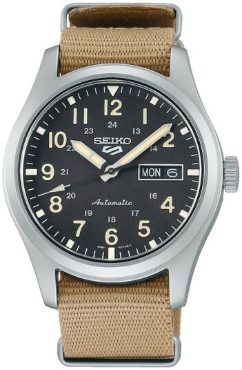 Seiko 5 Sports Herreklokke SRPG35K1 Sort/Tekstil Ø39.4 mm