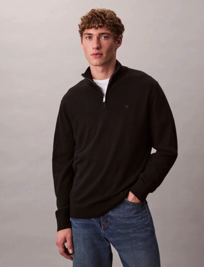 Calvin Klein Ls 100% Merino Qz 14Gg Black XXL