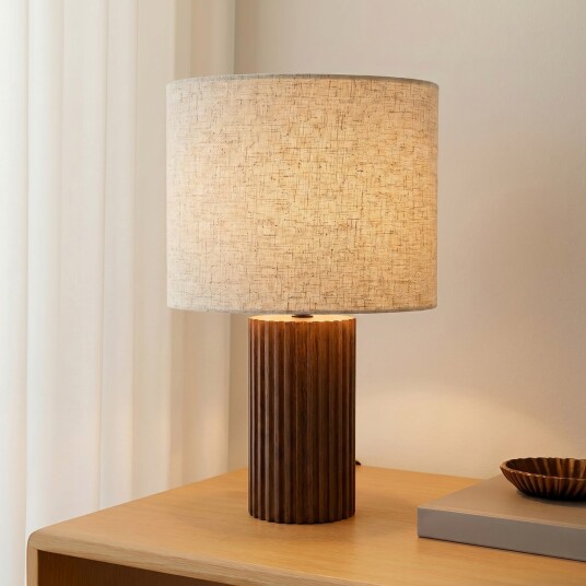Bordlampe Lindby Kimiko Trefarget Stue Stoff / Tekstil Skandinavisk 38 Trefarget