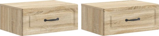  Vegghengt Nattbord med skuff 2 pcs Sonoma eik 49 x 34,5 x 20 cm