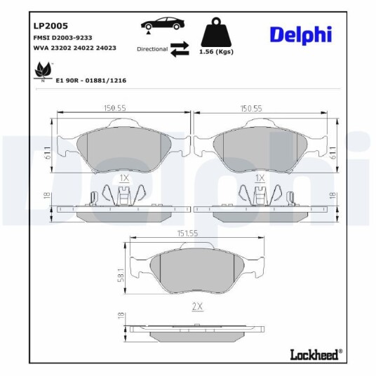 Bremseklosser DELPHI LP2005