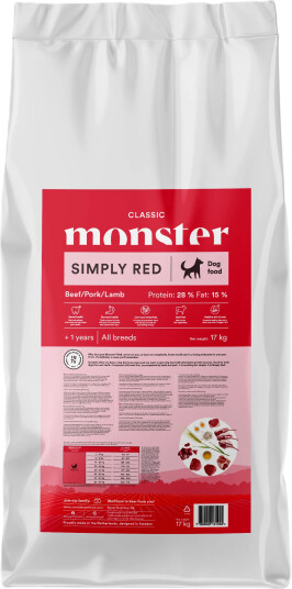 Monster Pet Food Simply Red Tørrfôr til Hund 17 kg Monster Pet Food Simply Red Tørrfôr til Hund 17 kg