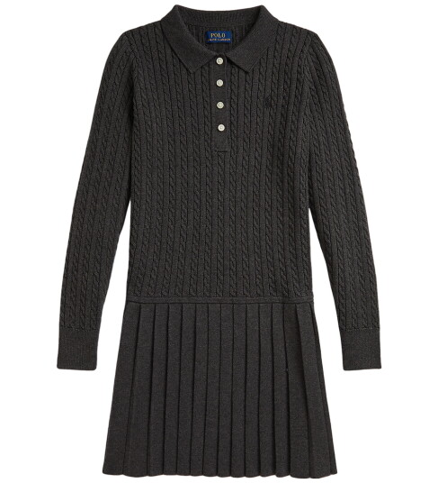 Ralph Lauren Kids Mini-Cable Polo Sweater Dress - Grey - 132-140