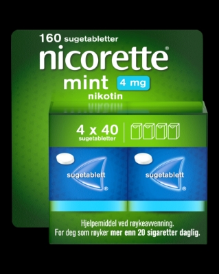 Nicorette 4 mg sugetabletter mint 4x40 stk Nicorette 4 mg sugetabletter mint 4x40 stk