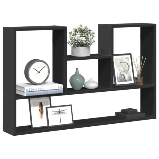  Vegghylle svart 99x15x60 cm konstruert tre