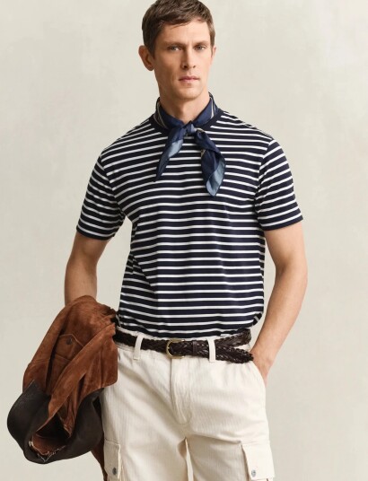 GANT Pima Stripe Ss Tshirt Navy XL