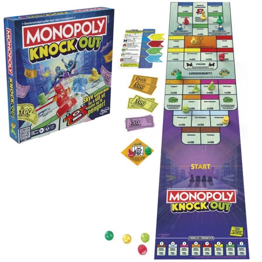 Monopoly Knockout Familiespill for 2-8 Spillere - Raskt og Underholdende Monopoly Knockout Familiespill for 2-8 Spillere - Raskt og Underholdende