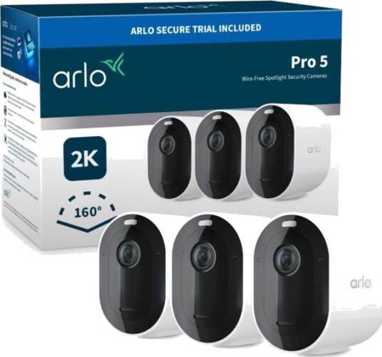 Arlo Pro 5 Trådløs Utendørs Overvåkningskamera 3-pakning med Spotlight Arlo Pro 5 Trådløs Utendørs Overvåkningskamera 3-pakning med Spotlight