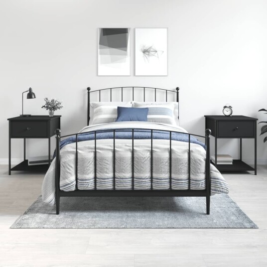 vidaXL Nattbord 2 stk svart 44x45x58 cm konstruert tre vidaXL Nattbord 2 stk svart 44x45x58 cm konstruert tre