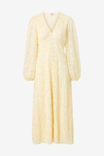BubblerooMaxikjole Embroidered Midi Dress Gul BubblerooMaxikjole Embroidered Midi Dress Gul