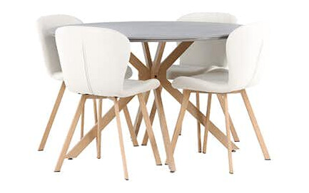 Spisegruppe Venture Home Piazza Ø120 cm med 4 stk Lilja Stoler