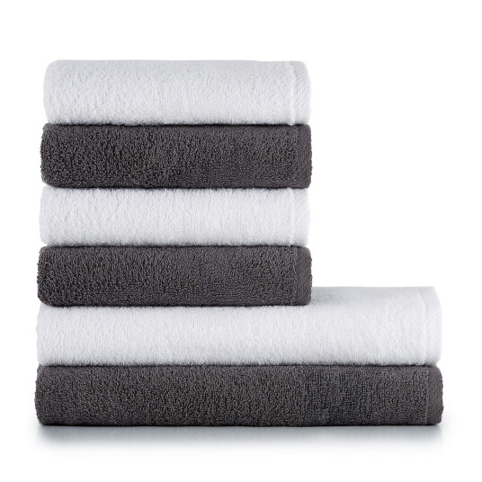 Heihus Fluffy Mix Håndklepakke Premium Hvit / Mørk grå 6-pakning 2XL+4L