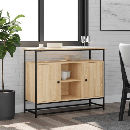 vidaXL Skjenk sonoma eik 100x35x80 cm konstruert tre vidaXL Skjenk sonoma eik 100x35x80 cm konstruert tre
