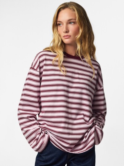 Pieces Sadie Long Sleeve Top Burgunder XL