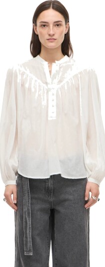 ROUGE EDIT Rousally L/S China Collar Shirt   White   40