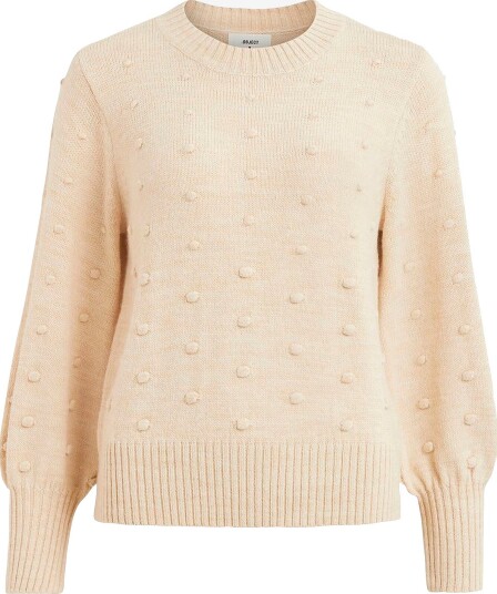 Object - Genser objBouble L/S Knit Pullover Noos - Natur