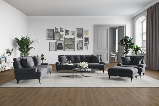 Loveseat Webber Fløyel Mørkgrå|Krom