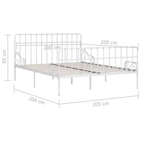 vidaXL Sengeramme med spilebase hvit metall 200x200 cm