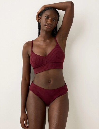 Lindex Brief Bikini Regular Bella Rib   Burgundy   XL