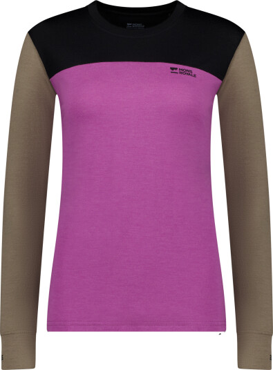 Mons Royale Women's Yotei Merino Long Sleeve Purple Bolt/Walnut/Black L