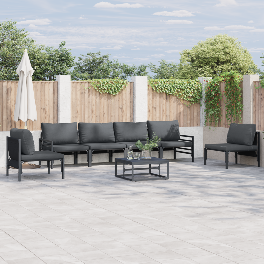 Hagesofa Set 6 pcs Antrasittgrå Stål Hagesofa Set 6 pcs Antrasittgrå Stål