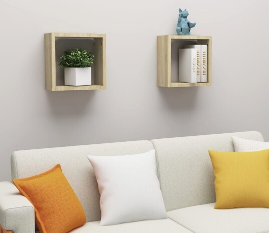 vidaXL Vegghyller kubeformet 2 stk sonoma eik 30x15x30 cm vidaXL Vegghyller kubeformet 2 stk sonoma eik 30x15x30 cm