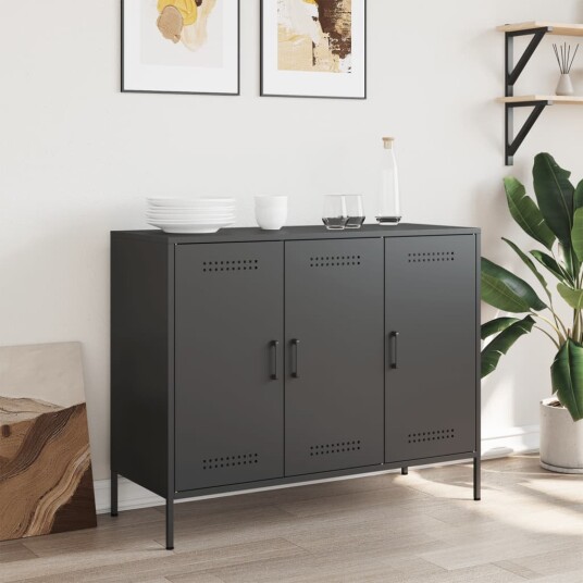 Oppbevaringskap svart 100,5x39x79 cm kaldvalset stål