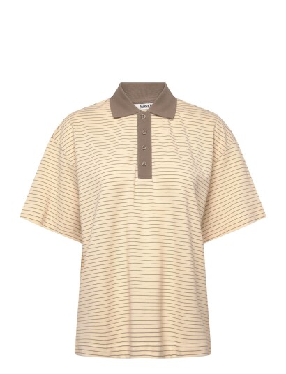 Monki Short Sleeved Polo T Shirt Cream S Monki Short Sleeved Polo T Shirt Cream S
