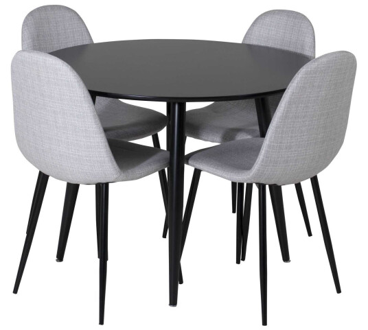 Venture Design Plaza & Polar spisegruppe Svart/grå 4 st stoler & bord 100 cm
