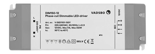 Vadsbo Dimbar Trafo DIM 132W/12Vdc