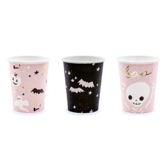 Partydeco Pappkopper Rosa Halloween Pk/6