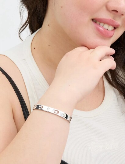 Coach Accessories Coach Signature Stone Bangle Bracelet Silver ONE SIZE