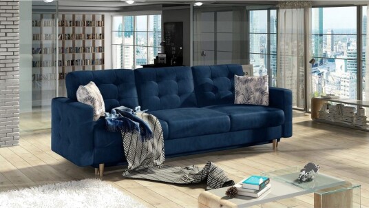 Sofa Eltap Asgard 233x93x92 cm Monolith 77 Botanisk 80 Blå Mønster