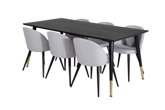 Venture Home Matgruppe Larrinzar 180 cm Rektangulær med 6 Longreone Stoler Svart