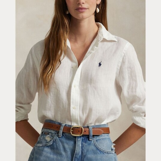 Ralph Lauren KLASSISK SKJORTE MED LANGE ERMER OG KNAPPER HVIT