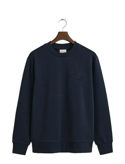 GANT Reg Tonal Shield C-Neck Sweat - Navy - S GANT Reg Tonal Shield C-Neck Sweat - Navy - S