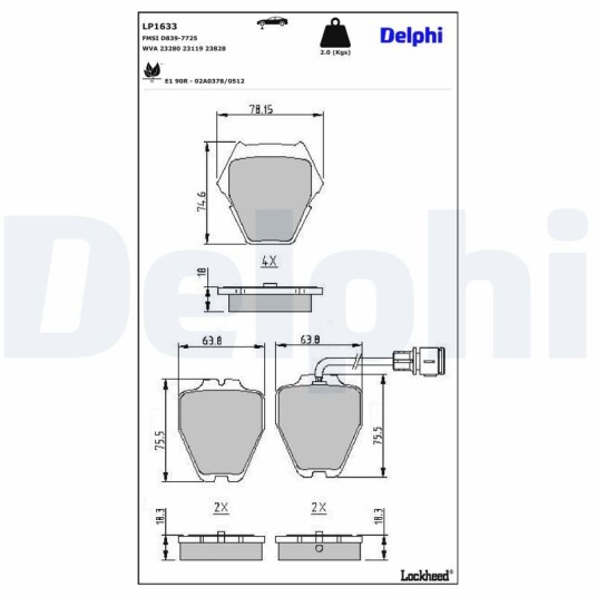Bremseklosser DELPHI LP1633