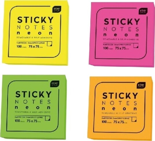 Interdruk Selvklebende Neon Lapper 75X75 Mm 100K 333196