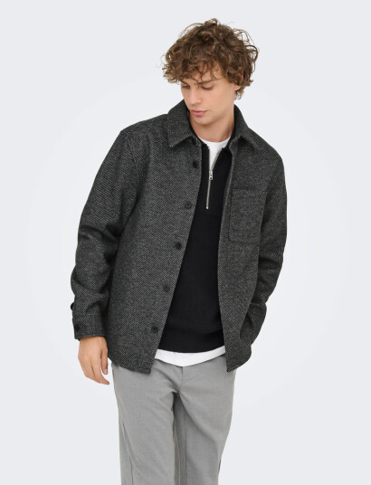 ONLY & SONS Onsmicah Twill Overshirt Frml - Grey - XS