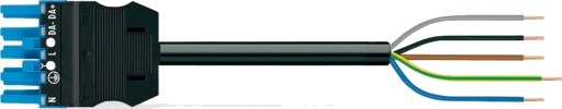 Tilkoblingskabel Dca Hunn/løs 5-polet Kode I H05Z1Z1-F 5G1.5mm² 8m blå Tilkoblingskabel Dca Hunn/løs 5-polet Kode I H05Z1Z1-F 5G1.5mm² 8m blå