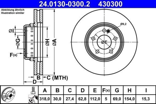 Bremseskive ATE 24.0130-0300.2