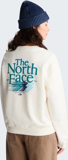The North Face W Retro Trail Relaxed Crew  Graphic   Cream   XS