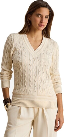 Lauren Ralph Lauren Cable Knit Cricket Sweater Cream M