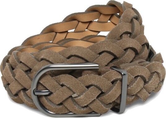 Mango Braided Leather Belt Brown 90